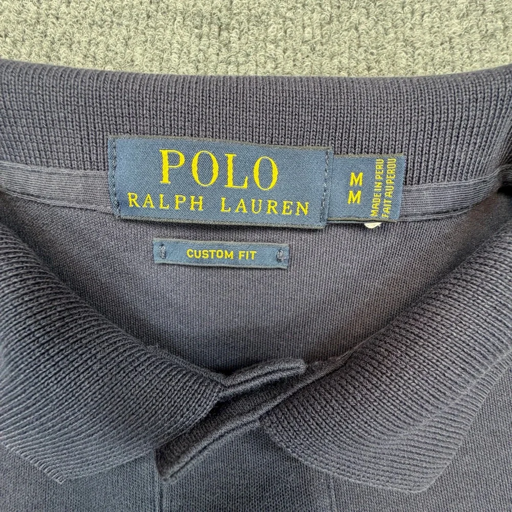 Polo Ralph Lauren Polo Shirt Mens M Navy Blue Custom‎ Fit Red Pony Logo Preppy